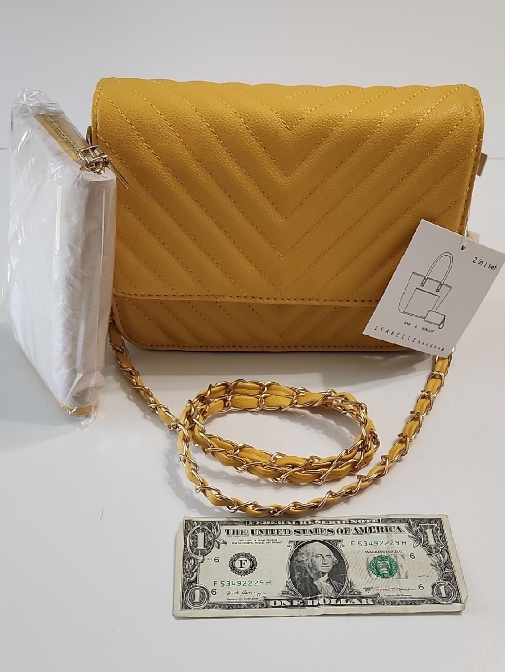 Sunflower Yellow Quilted Crossbody Bag And Wallet Set